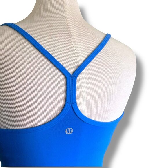 Lululemon Womens Power Y Tank Top Sz 6 Blue Built in Shelf Bra Yoga Racerback - Picture 7 of 9